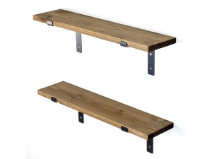 Set aus 2 Wandregalen aus Holz aus Holz "Looby" - 60 x 14 x 16 cm - Braun