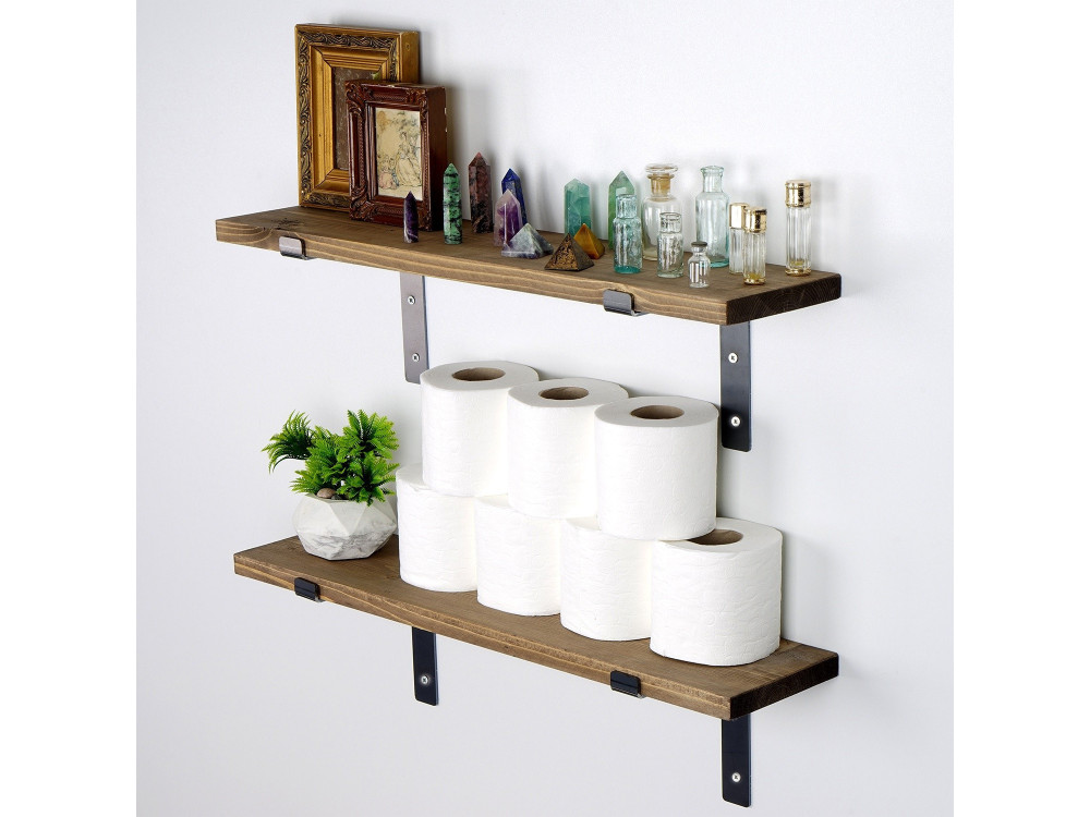 Set aus 2 Wandregalen aus Holz aus Holz "Looby" - 60 x 14 x 16 cm - Braun