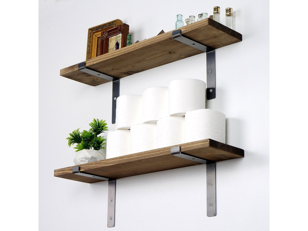 Set aus 2 Wandregalen aus Holz aus Holz "Looby" - 60 x 14 x 16 cm - Braun