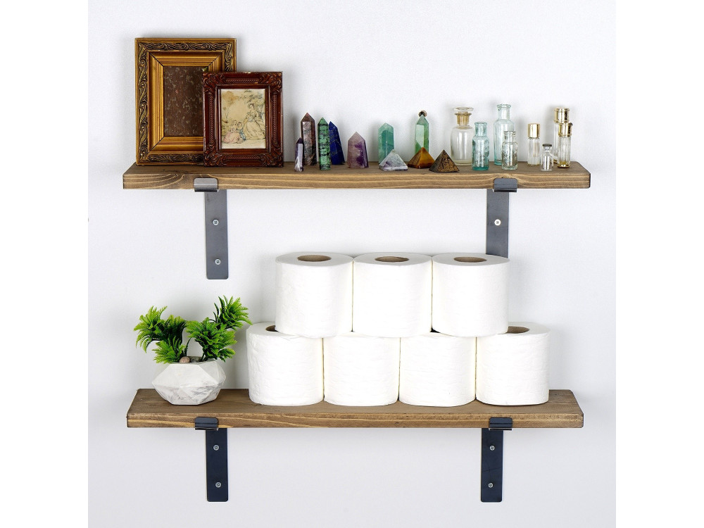 Set aus 2 Wandregalen aus Holz aus Holz "Looby" - 60 x 14 x 16 cm - Braun
