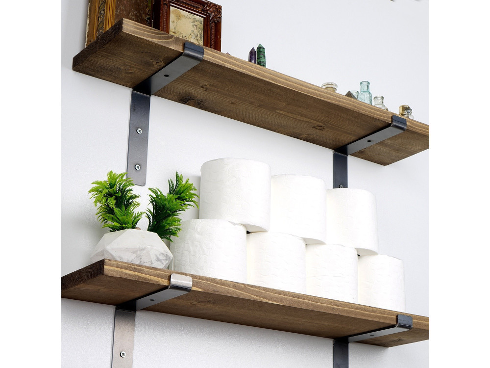 Set aus 2 Wandregalen aus Holz aus Holz "Looby" - 60 x 14 x 16 cm - Braun