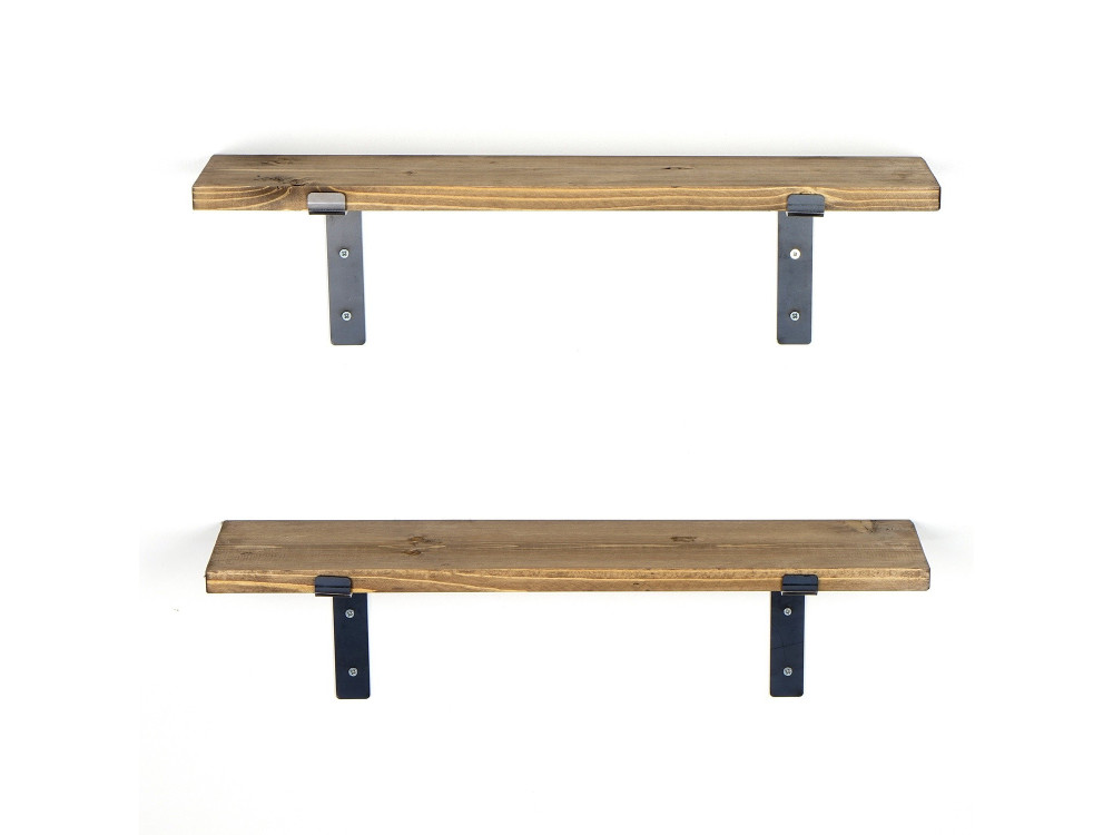 Set aus 2 Wandregalen aus Holz aus Holz "Looby" - 60 x 14 x 16 cm - Braun