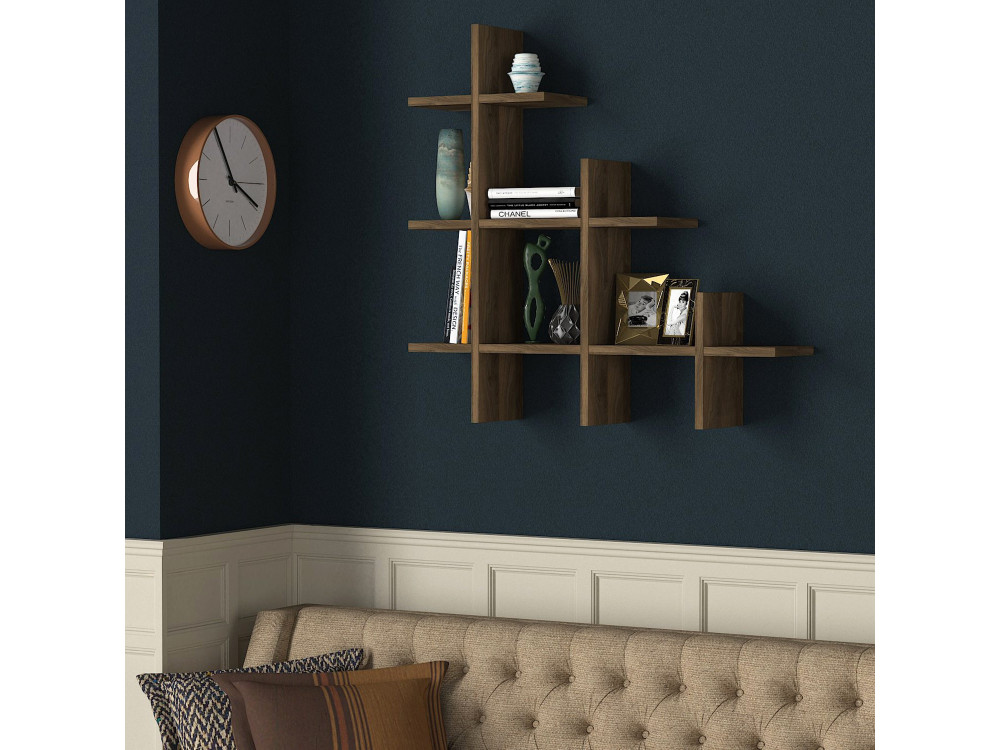 Wandregal aus Holz "Juke" - 76 x 18 x 80 cm - Braun