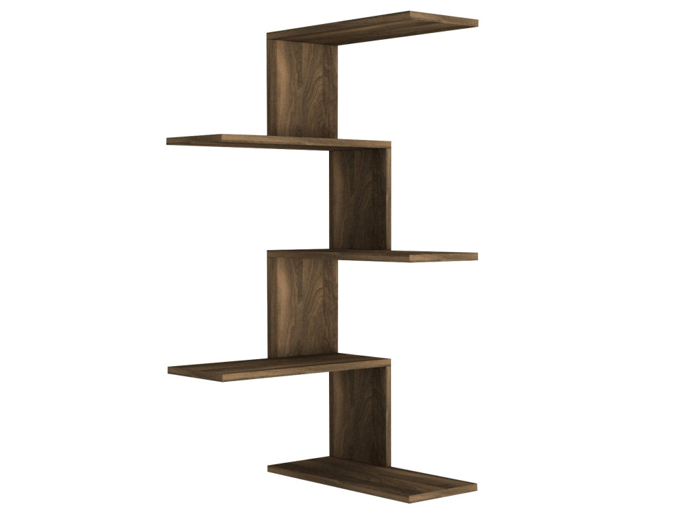 Wand-Eckregal aus Holz "Caniko" - 51 x 29 x 109 cm - Braun