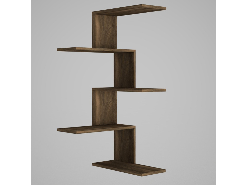 Wand-Eckregal aus Holz "Caniko" - 51 x 29 x 109 cm - Braun