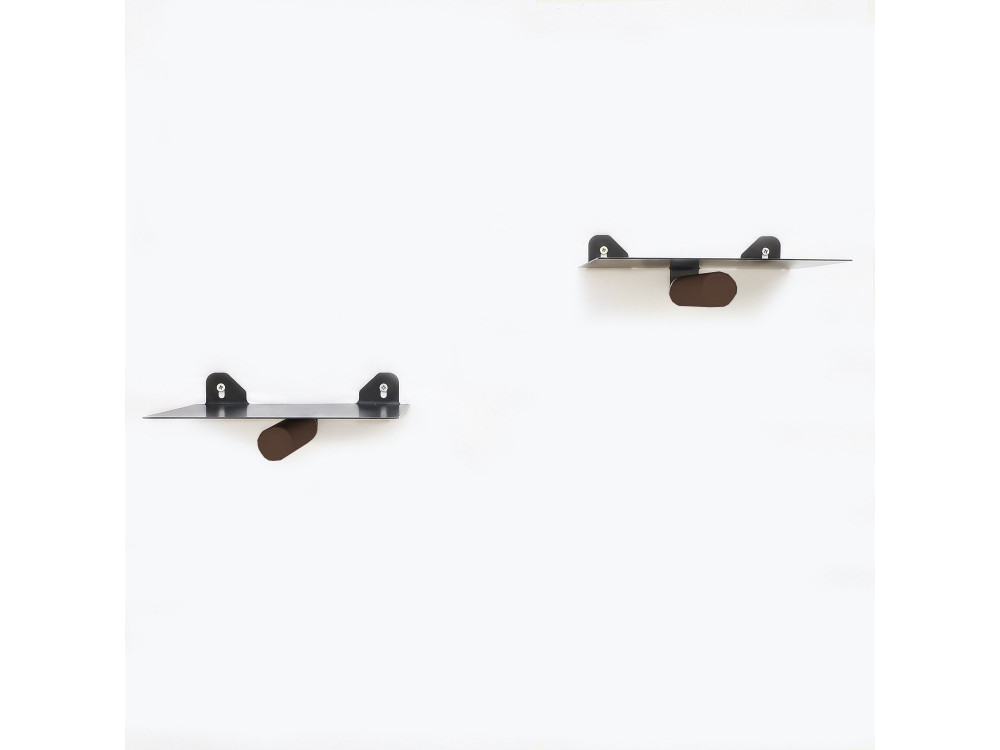 2er-Set Wandregale aus Metall "WR042" - 21 x 6 x 15 cm - Schwarz