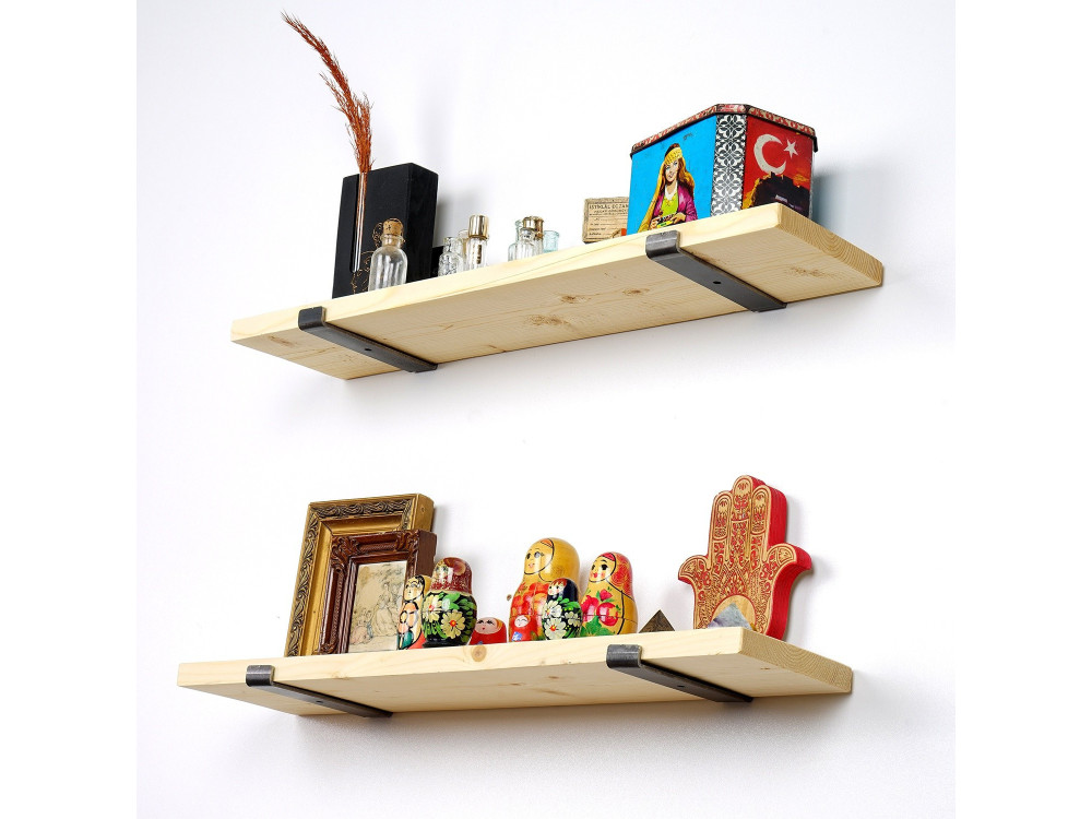 Set aus 2 Wandregalen aus Holz aus Holz "LAM008" - 60 x 14 x 16 cm - Beige