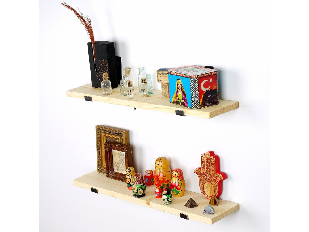 Set aus 2 Wandregalen aus Holz aus Holz "LAM008" - 60 x 14 x 16 cm - Beige
