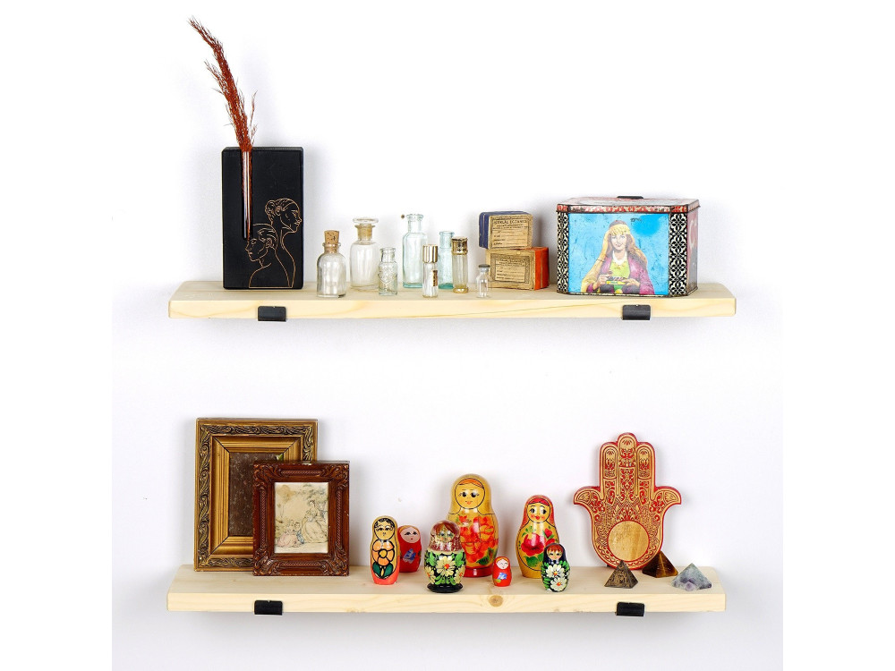 Set aus 2 Wandregalen aus Holz aus Holz "LAM008" - 60 x 14 x 16 cm - Beige