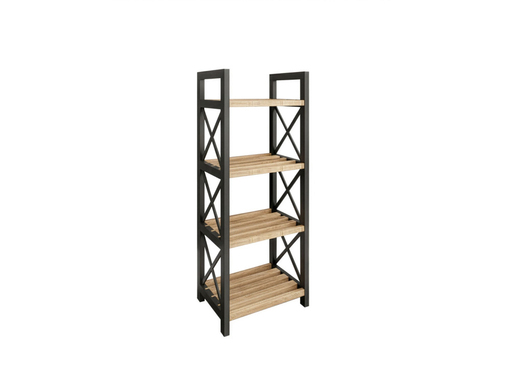 Multifunktionales Holzregal "Mini" - 23 x 18 x 64 cm - Schwarz