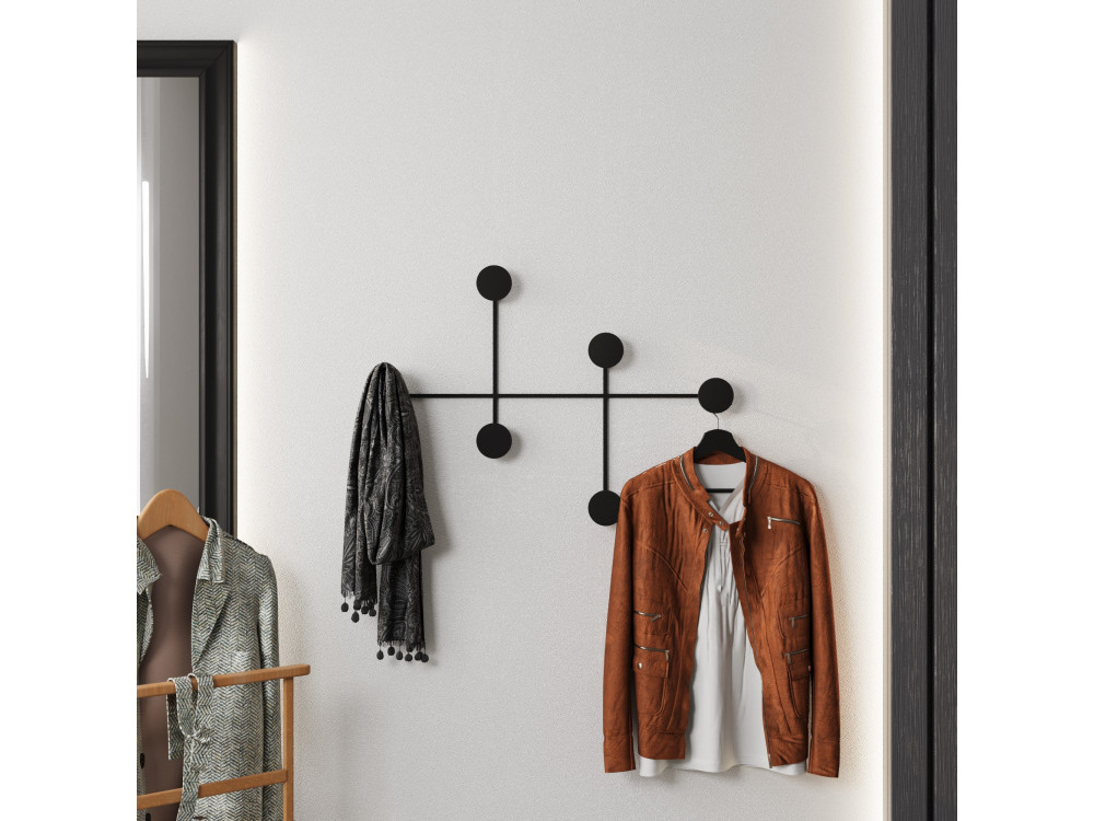 Wandhaken aus Metall "Dama" - 82 x 10 x 60 cm - Schwarz