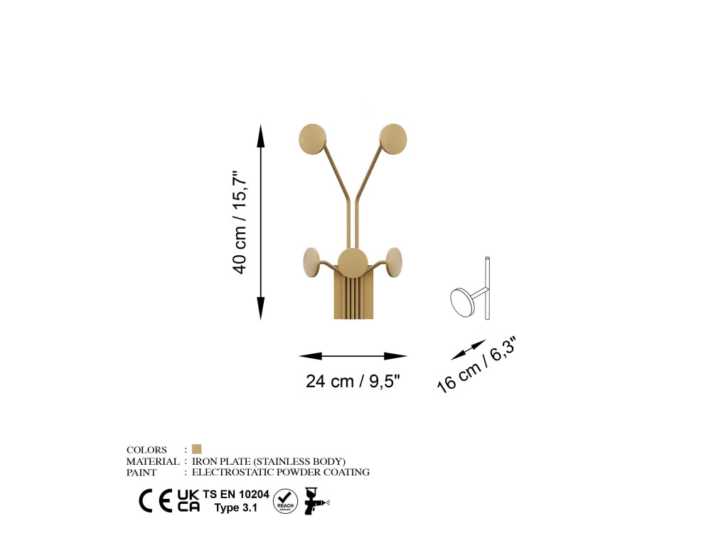 Wandhaken aus Metall "Giraffe" - 24 x 16 x 40 cm - Gold