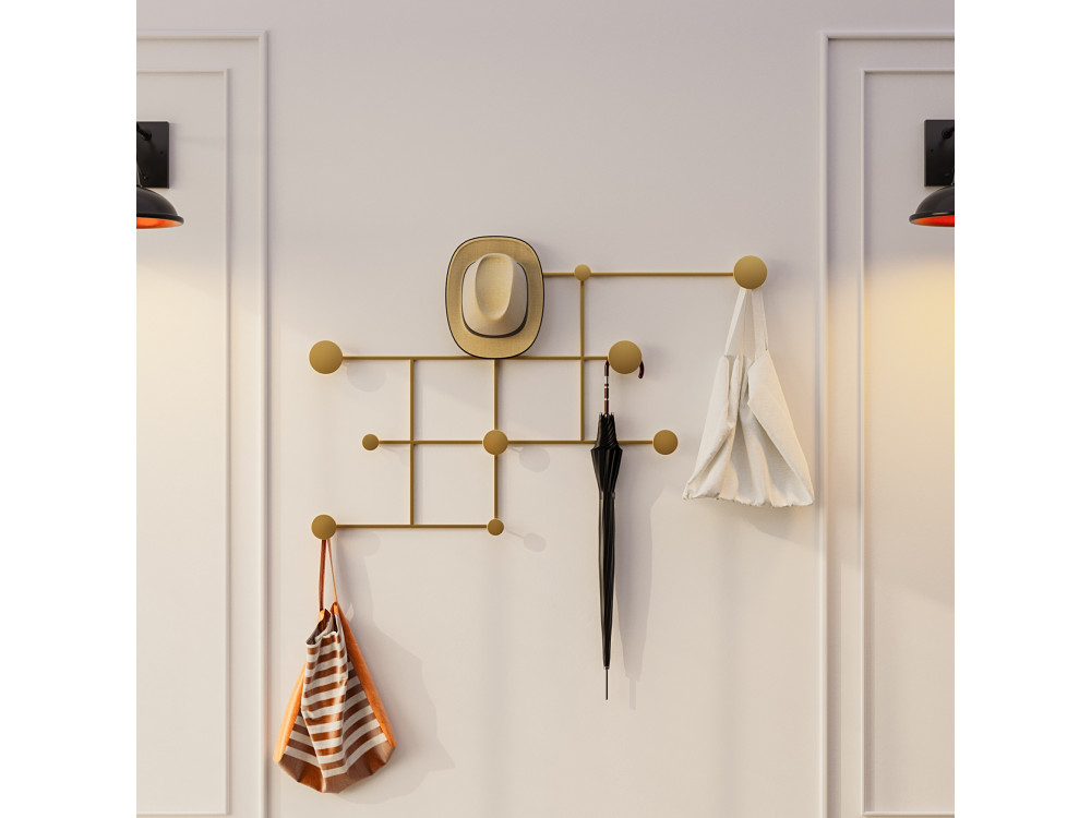 Wandhaken aus Metall "Fatara" - 112 x 10 x 64 cm - Gold