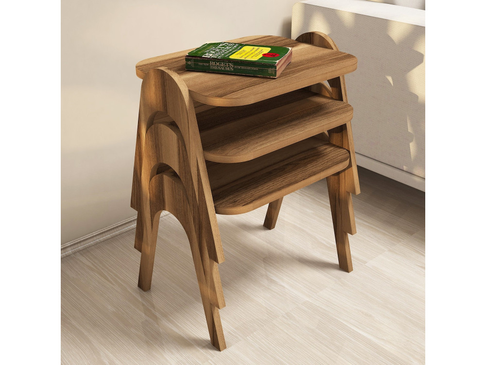 3er-Set Couchtische aus Holz "Paris" - 48 x 35 x 72 cm - Braun