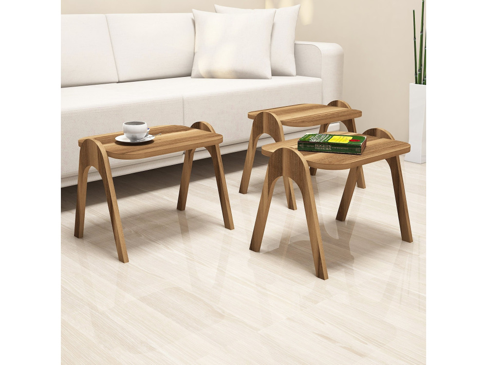3er-Set Couchtische aus Holz "Paris" - 48 x 35 x 72 cm - Braun