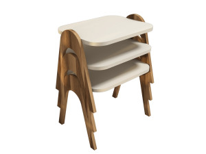 3er-Set Couchtische aus Holz "Paris" - 48 x 35 x 72 cm - Creme