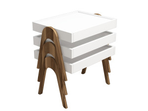 Satz von 3 Auszieh-Couchtischen "Roma" aus Holz - 53 x 40 x 64 cm - Weiß