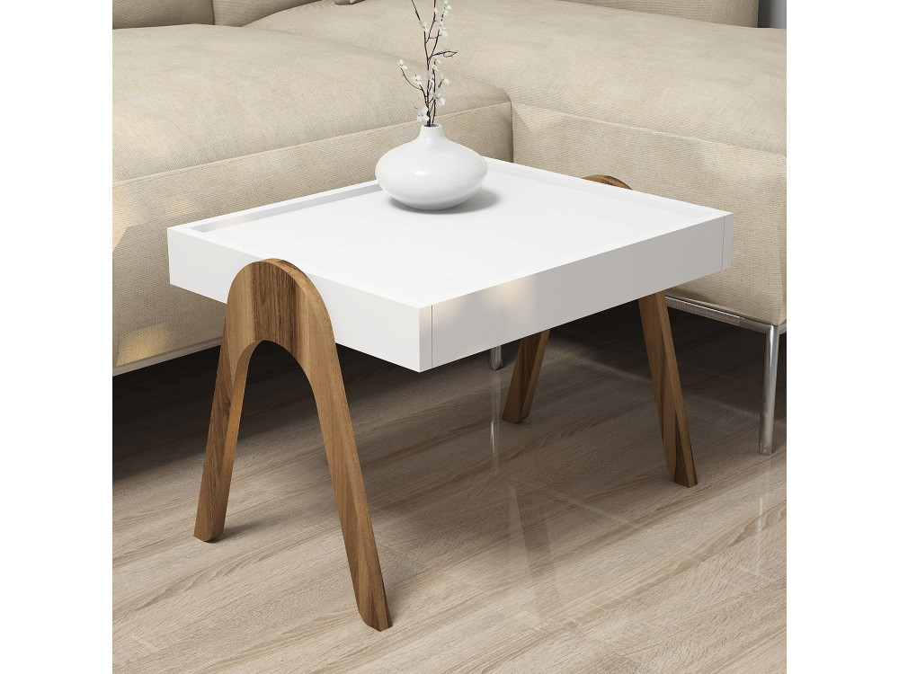 Satz von 3 Auszieh-Couchtischen "Roma" aus Holz - 53 x 40 x 64 cm - Weiß