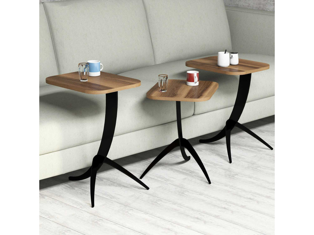 Set aus 3 Auszieh-Couchtischen aus Holz "Pion" - 45 x 35 x 60 cm - Braun