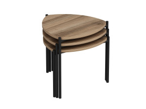 Set aus 3 Auszieh-Couchtischen aus Holz "Lenny" - 45 x 45 x 45 cm - Braun