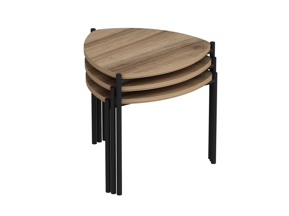 Set aus 3 Auszieh-Couchtischen aus Holz "Lenny" - 45 x 45 x 45 cm - Braun