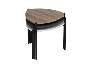 Set aus 3 ausziehbaren Couchtischen aus Holz "Lenny" - 45 x 45 x 45 cm - Mehrfarbig