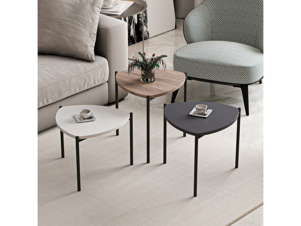 Set aus 3 ausziehbaren Couchtischen aus Holz "Lenny" - 45 x 45 x 45 cm - Mehrfarbig