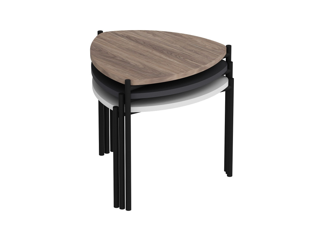 Set aus 3 ausziehbaren Couchtischen aus Holz "Lenny" - 45 x 45 x 45 cm - Mehrfarbig