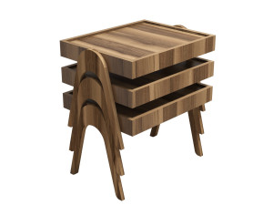 Satz von 3 Holz-Gigognantischen "Roma" - 54 x 40 x 64 cm - Braun
