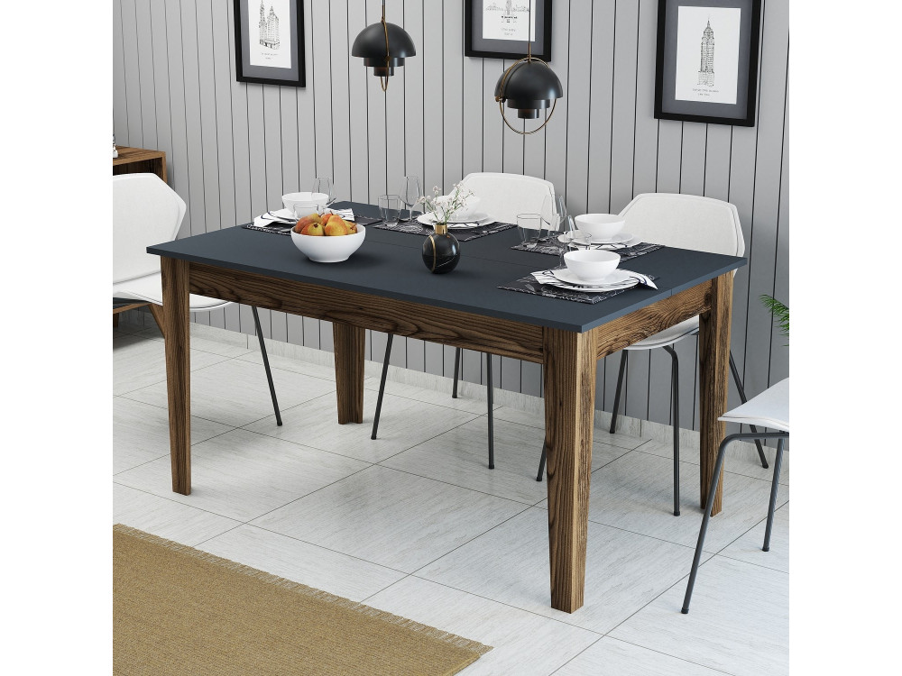 Holz Esstisch "Milan500" - 145 x 88 x 75 cm - Anthrazitgrau
