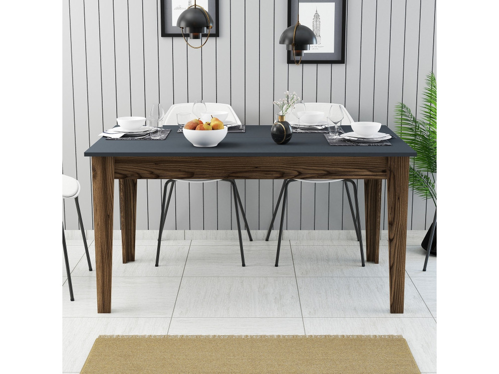 Holz Esstisch "Milan500" - 145 x 88 x 75 cm - Anthrazitgrau