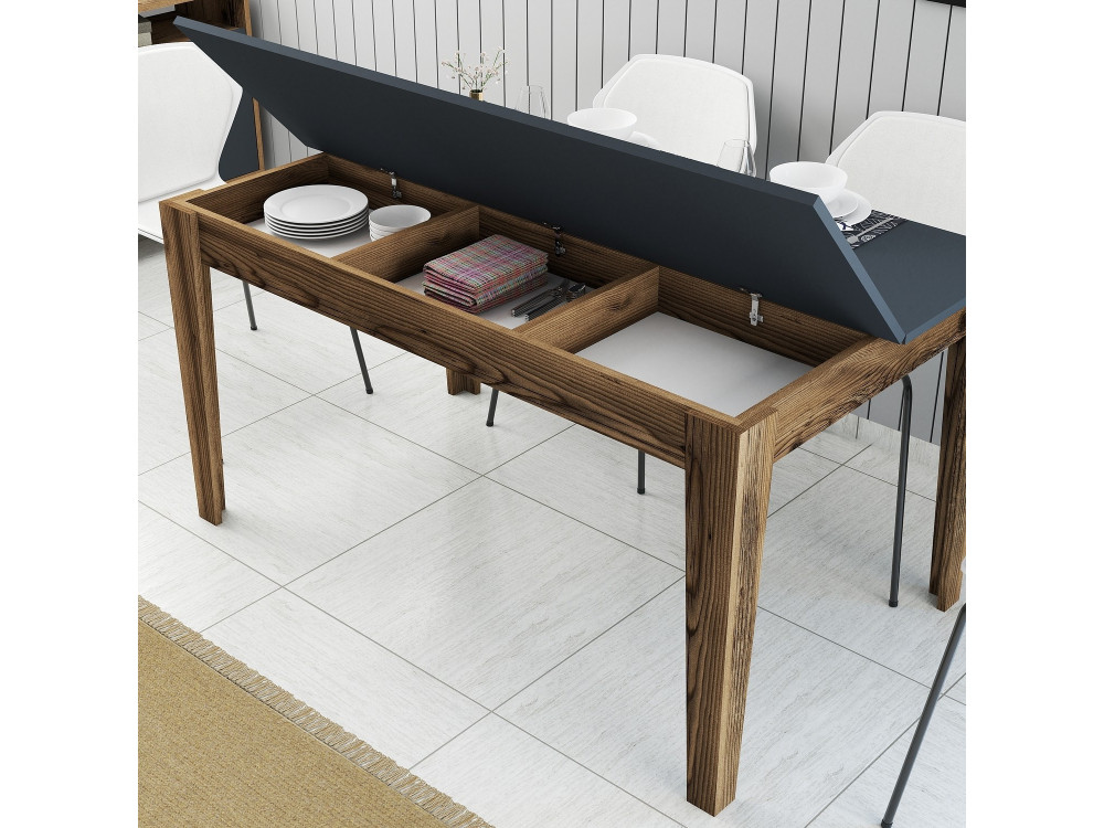 Holz Esstisch "Milan500" - 145 x 88 x 75 cm - Anthrazitgrau