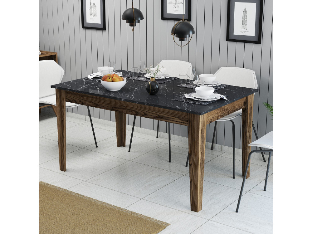 Holz Esstisch "Milan500" - 145 x 88 x 75 cm - Schwarz