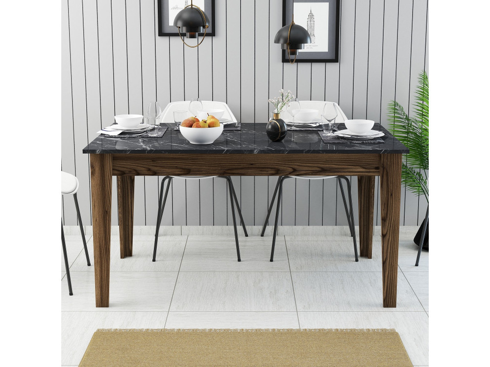 Holz Esstisch "Milan500" - 145 x 88 x 75 cm - Schwarz