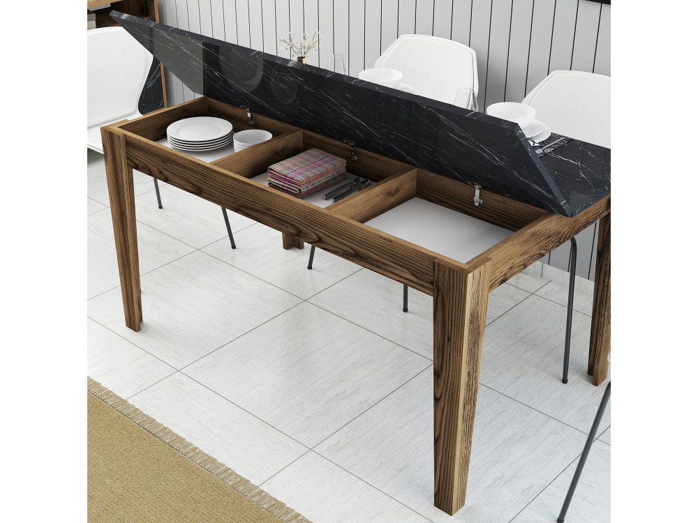 Holz Esstisch "Milan500" - 145 x 88 x 75 cm - Schwarz