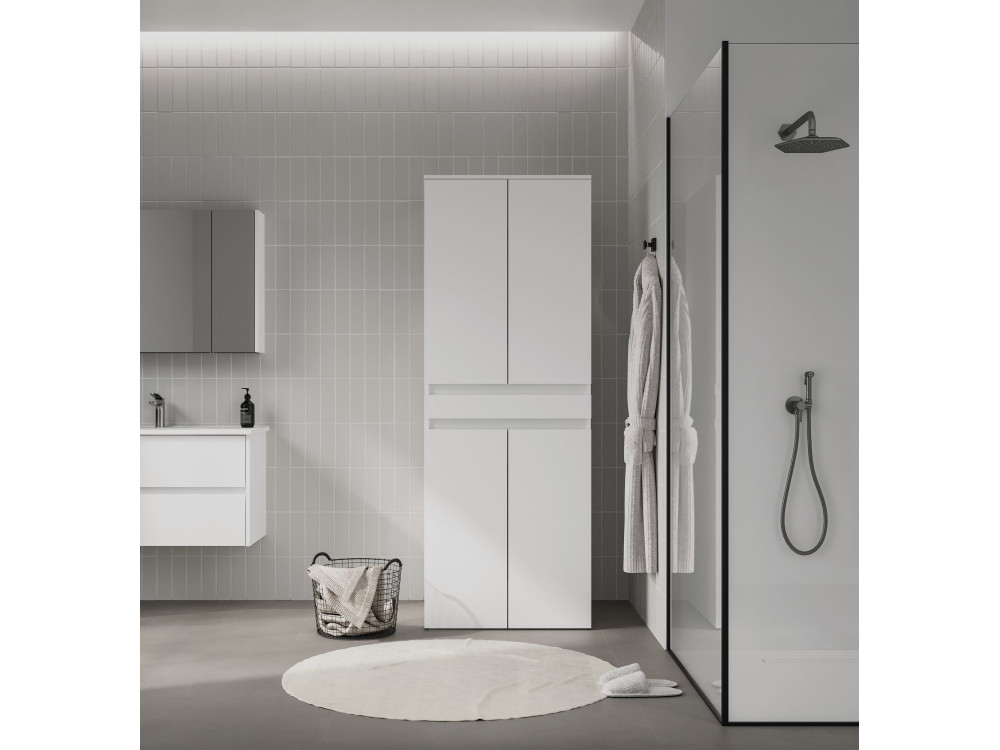 Waschmaschinenunterschrank „Neve 70“ – 70 x 73 x 193 cm – Mattweiß