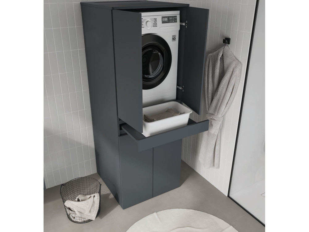 Waschmaschinenunterschrank „Neve 70“ – 70 x 73 x 193 cm – Anthrazit matt