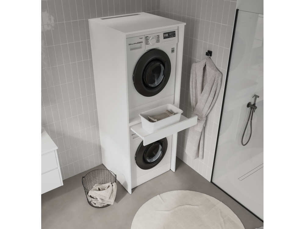 Waschmaschinenunterschrank „Linfa 70“ – 70 x 73 x 193 cm – Matte White