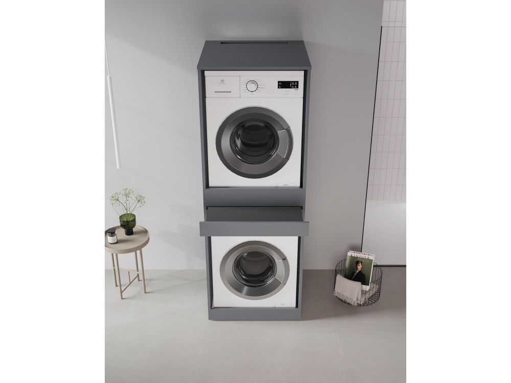 Waschmaschinenunterschrank „Linfa 70“ – 70 x 73 x 193 cm – Anthrazit matt