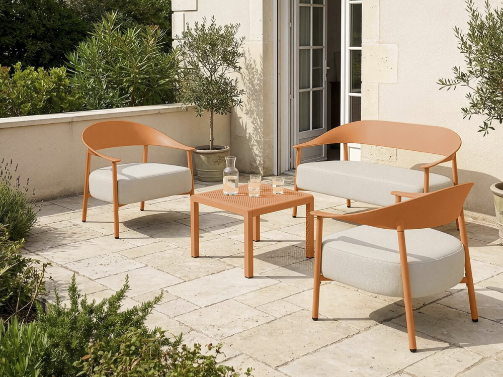 Gartensofa aus Kunststoff und Metall "Céora" - 2 Sitzer - Orange