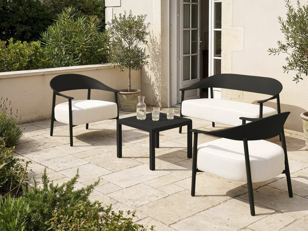 Gartensofa aus Kunststoff und Metall "Céora" - 2-Sitzer - Schwarz