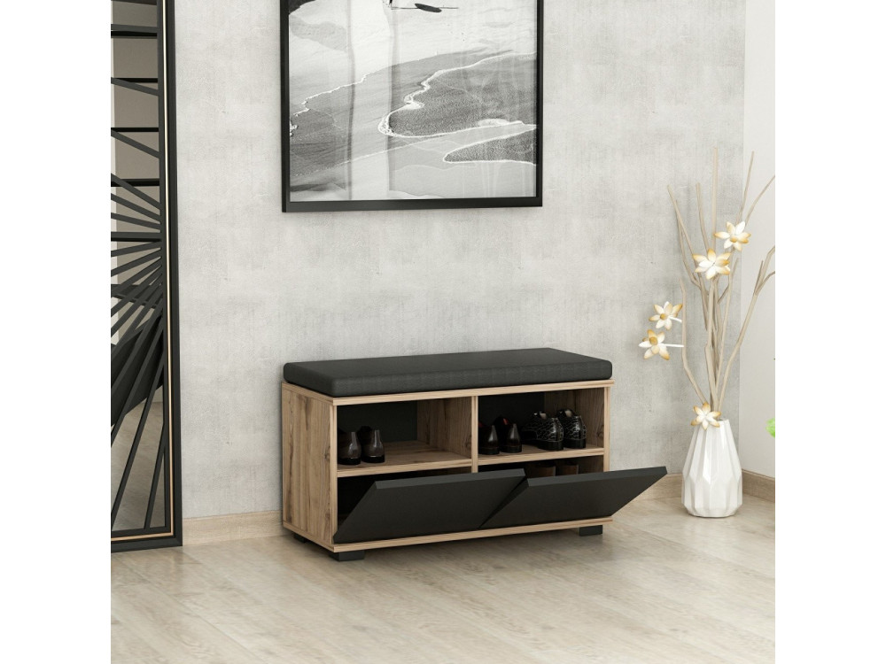 Holzschuhmöbel "Drago" - 80 x 35 x 42 cm - Anthrazitgrau