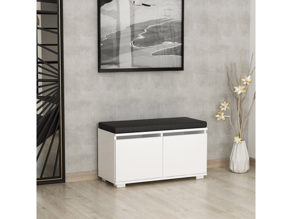 Schuhschrank aus Holz "Drago" - 80 x 35 x 42 cm - Weiß