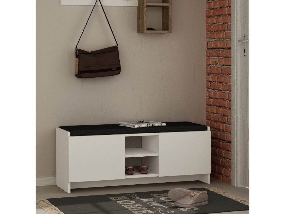 Schuhschrank aus Holz "Zulla" - 110 x 37 x 43 cm - Weiß