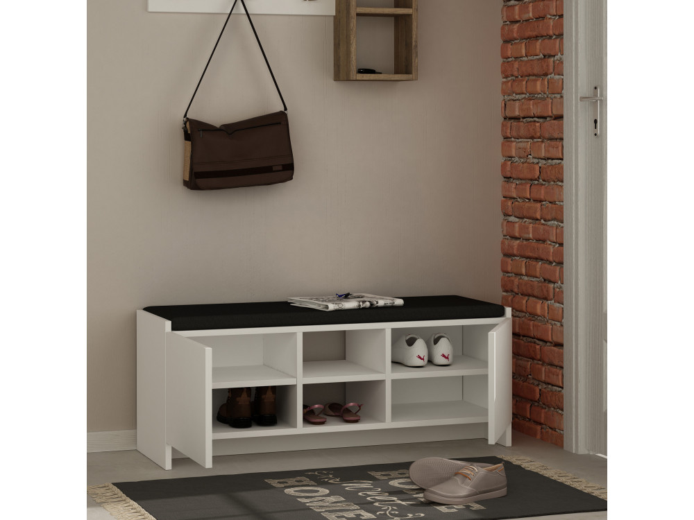 Schuhschrank aus Holz "Zulla" - 110 x 37 x 43 cm - Weiß
