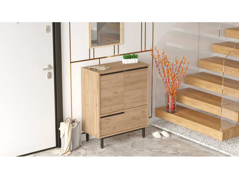 Schuhschrank aus Holz "Calvin" - 74 x 35 x 90 cm - Braun