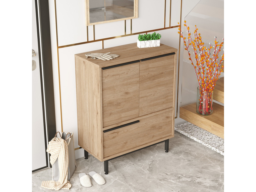 Schuhschrank aus Holz "Calvin" - 74 x 35 x 90 cm - Braun