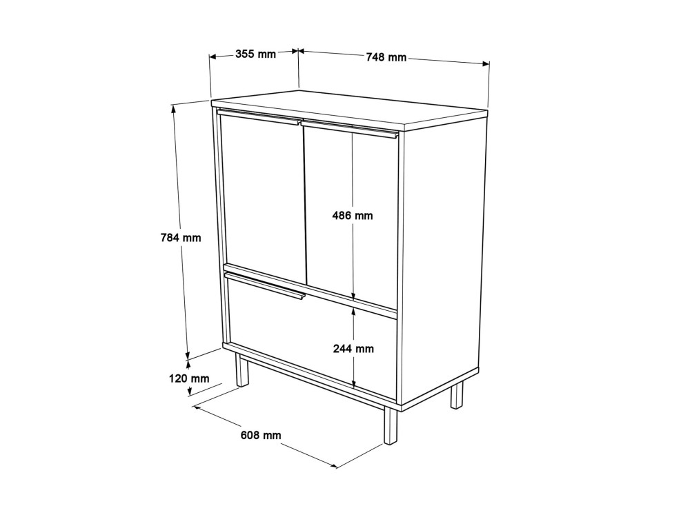 Schuhschrank aus Holz "Calvin" - 74 x 35 x 90 cm - Braun