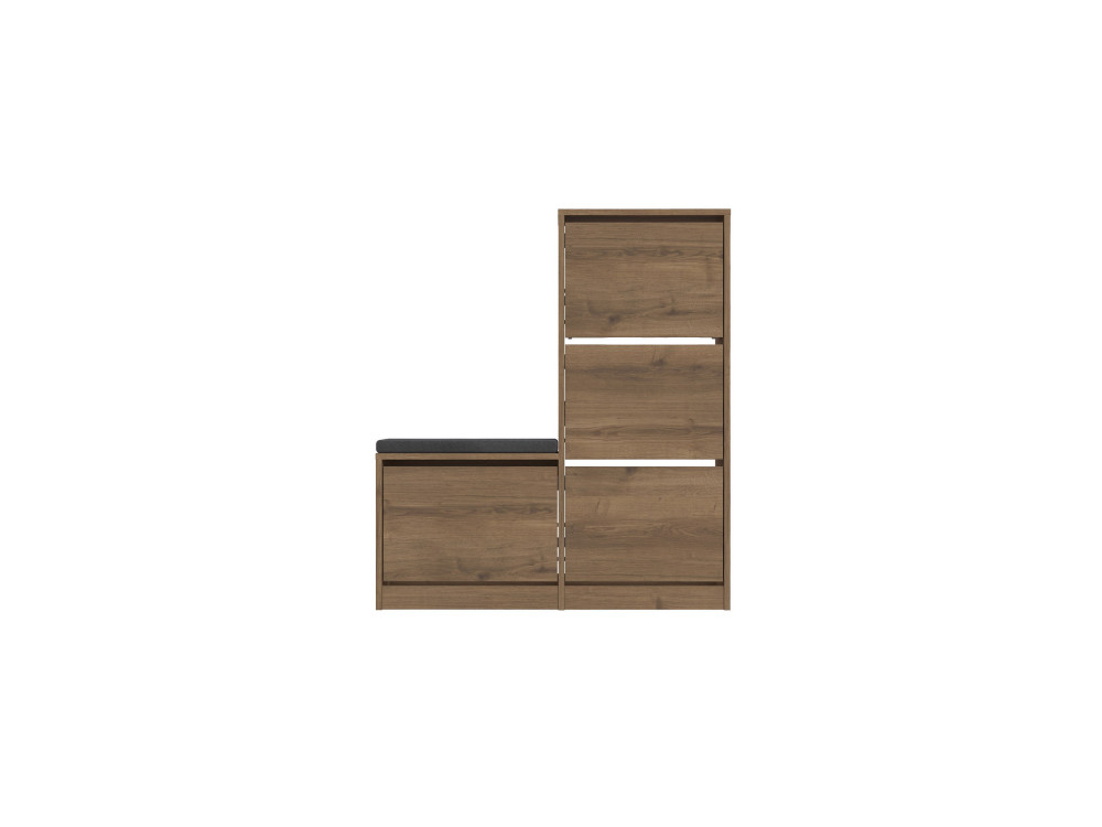 Schuhmöbel mit Holzsitz "Dude" - 105 x 26 x 118 cm - Braun