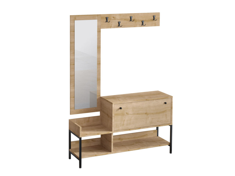 Schuhschrank mit Spiegel aus Holz "Nonso" - 120 x 35 x 70 cm - Beige